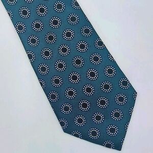 Armani Collezioni 100% Silk Tie Made in Italy Green Black Medallions Designer